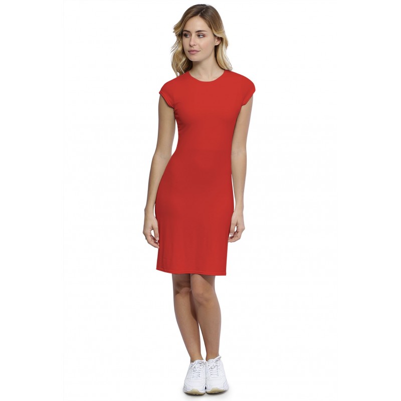 Robe ras du cou doublée devant manches courtes capes en modal KATIA17 Robe ras du cou doublée devant manches courtes capes en modal KATIA17