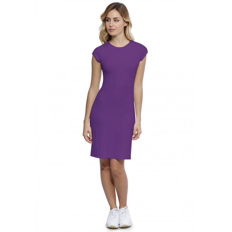 Robe ras du cou doublée devant manches courtes capes en modal KATIA17 Robe ras du cou doublée devant manches courtes capes en modal KATIA17