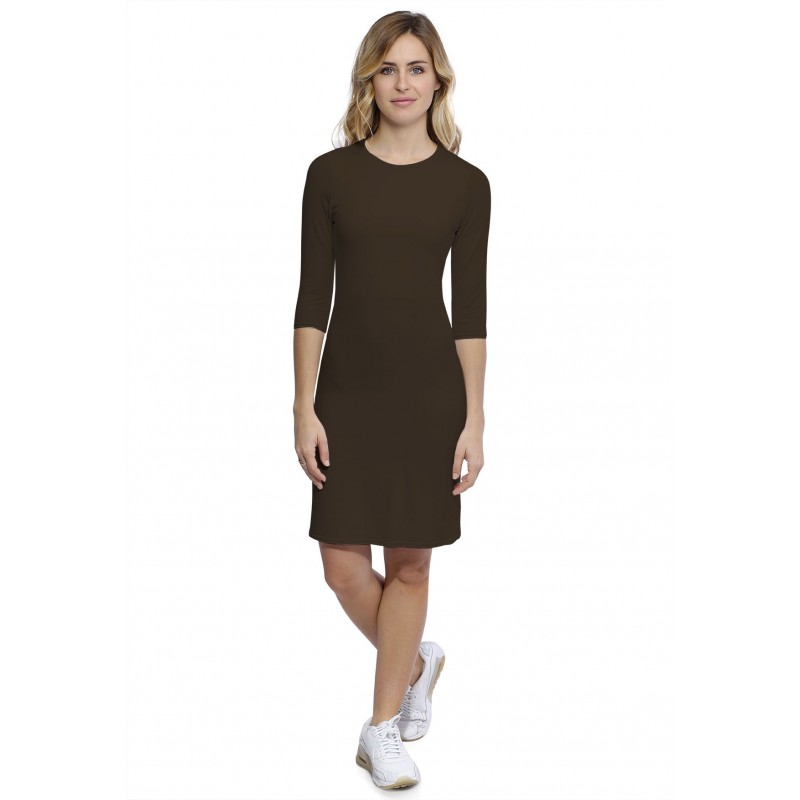 Robe ras du cou doublée devant manches 3-4 en modal KATIA19 Robe ras du cou doublée devant manches 3-4 en modal KATIA19
