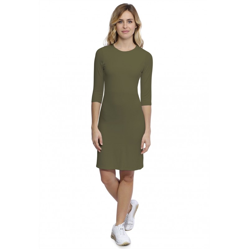 Robe ras du cou doublée devant manches 3-4 en modal KATIA19 Robe ras du cou doublée devant manches 3-4 en modal KATIA19