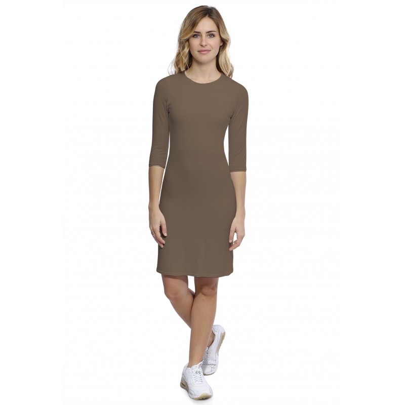 Robe ras du cou doublée devant manches 3-4 en modal KATIA19 Robe ras du cou doublée devant manches 3-4 en modal KATIA19