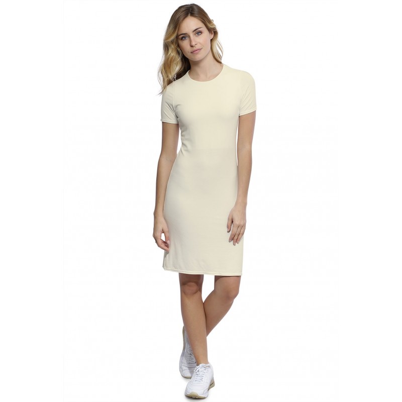 Robe ras du cou doublée devant manches courtes en modal KATIA18 Robe ras du cou doublée devant manches courtes en modal KATIA18