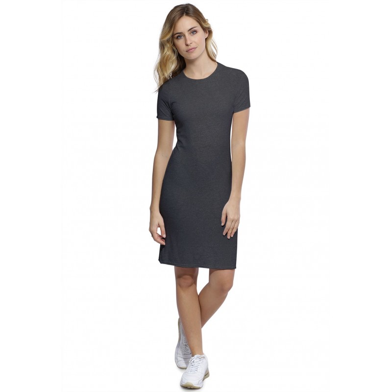 Robe ras du cou doublée devant manches courtes en modal KATIA18