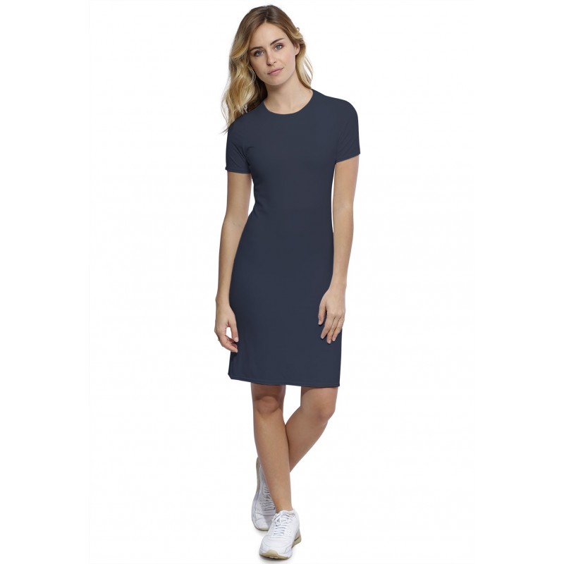 Robe ras du cou doublée devant manches courtes en modal KATIA18 Robe ras du cou doublée devant manches courtes en modal KATIA18
