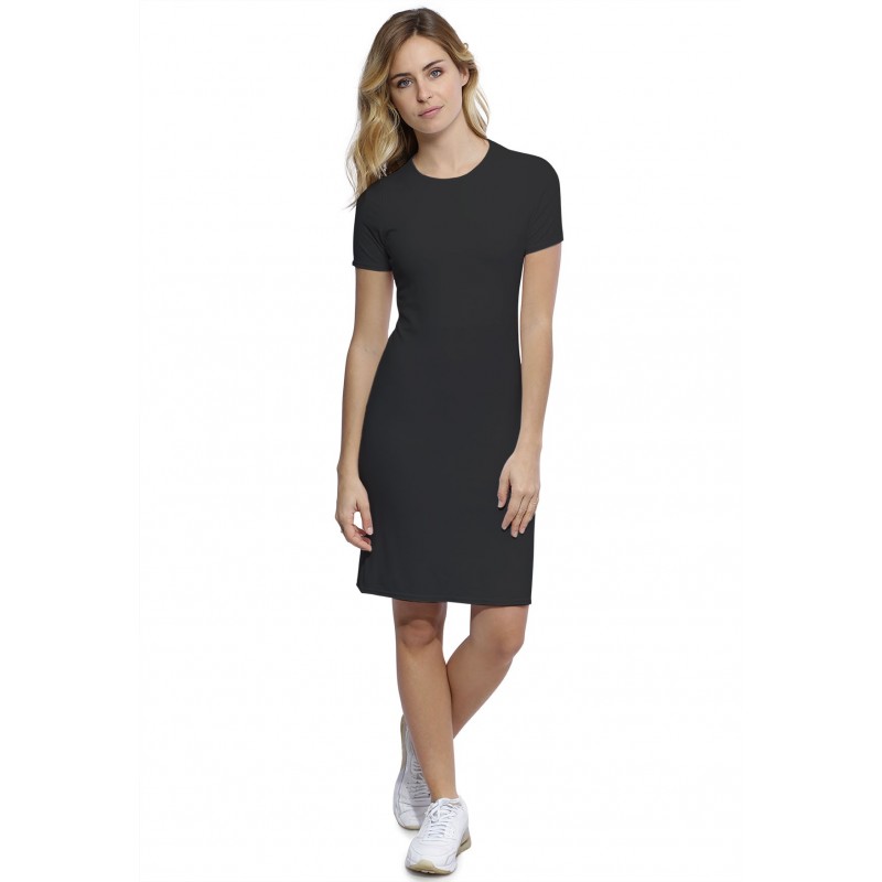 Robe ras du cou doublée devant manches courtes en modal KATIA18 Robe ras du cou doublée devant manches courtes en modal KATIA18