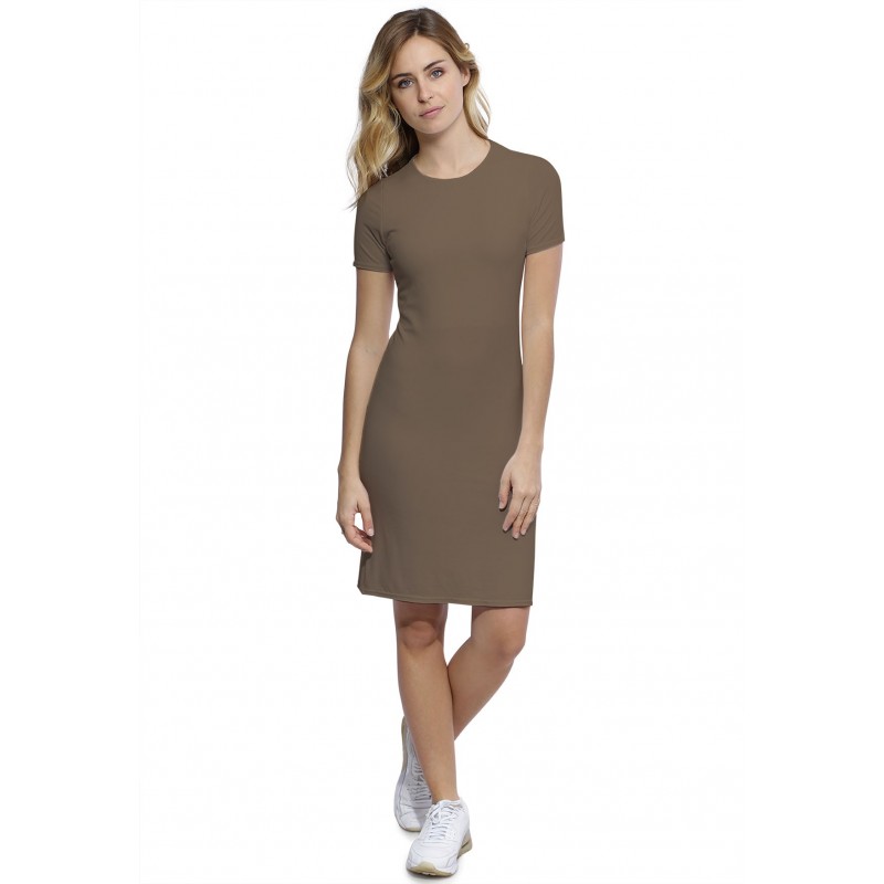 Robe ras du cou doublée devant manches courtes en modal KATIA18 Robe ras du cou doublée devant manches courtes en modal KATIA18