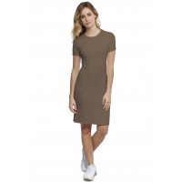 Robe ras du cou doublée devant manches courtes en modal KATIA18