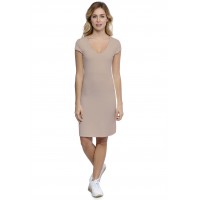 Robe col V devant et derrière manches courtes capes en modal VIVI17