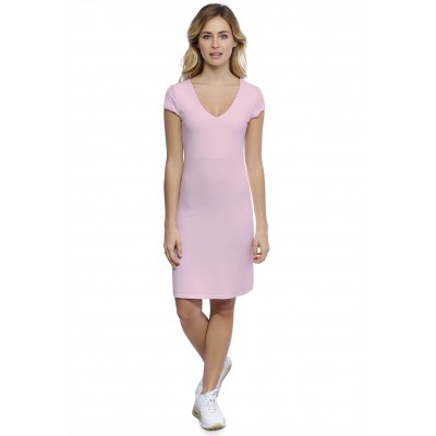 Robe col V devant et derrière manches courtes capes en modal VIVI17