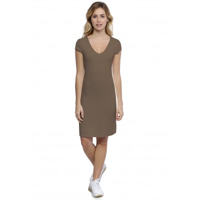 Robe col V devant et derrière manches courtes capes en modal VIVI17