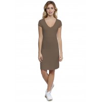 Robe col V devant et derrière manches courtes capes en modal VIVI17