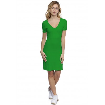 Robe col V devant et derrière manches courtes en modal VIVI18