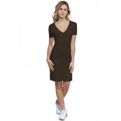 Robe col V devant et derrière manches courtes en modal VIVI18
