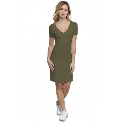 Robe col V devant et derrière manches courtes en modal VIVI18