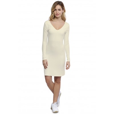 Robe col V devant et dos manches longues en modal VIVI20