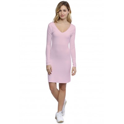 Robe col V devant et dos manches longues en modal VIVI20