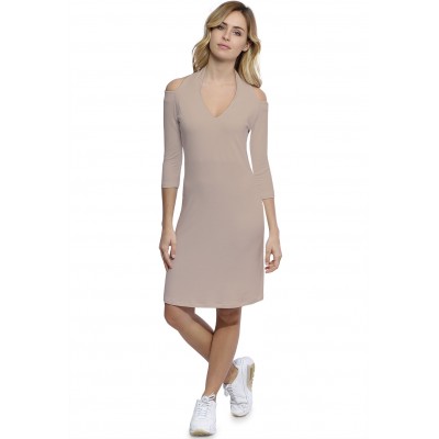 Robe épaules nues et dos nu manches 3-4 en modal NESS19