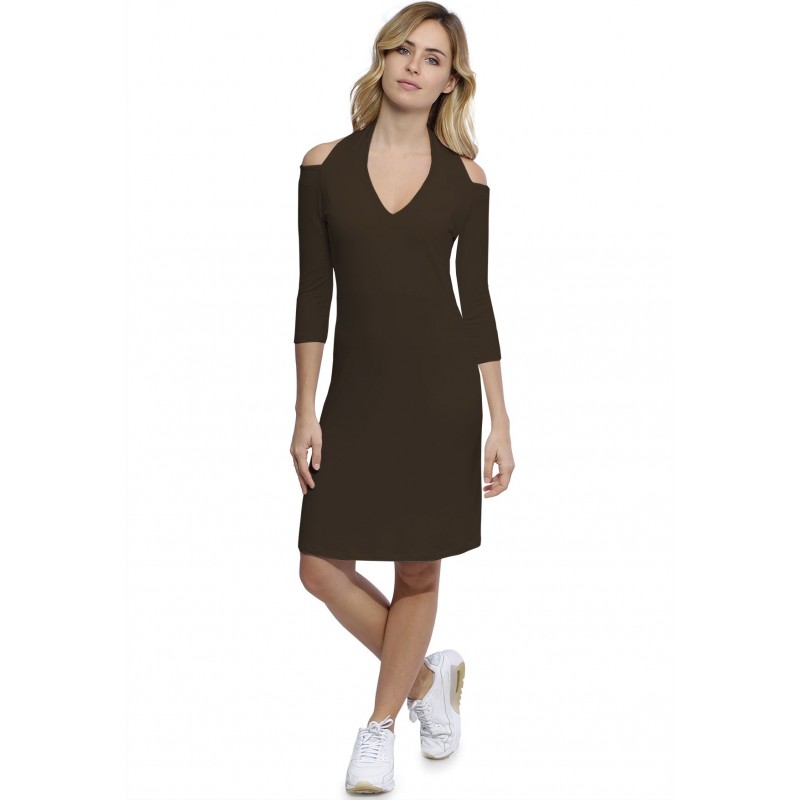 Robe épaules nues et dos nu manches 3-4 en modal NESS19 Robe épaules nues et dos nu manches 3-4 en modal NESS19
