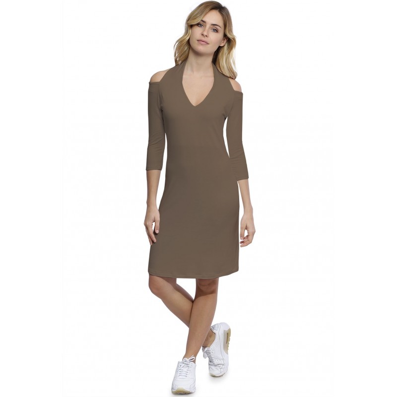 Robe épaules nues et dos nu manches 3-4 en modal NESS19 Robe épaules nues et dos nu manches 3-4 en modal NESS19