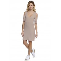 Robe col V manches courtes à volants en modal JOLIE