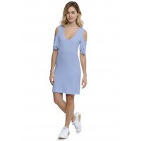 Robe col V manches courtes à volants en modal JOLIE