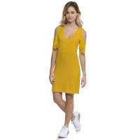 Robe col V manches courtes à volants en modal JOLIE