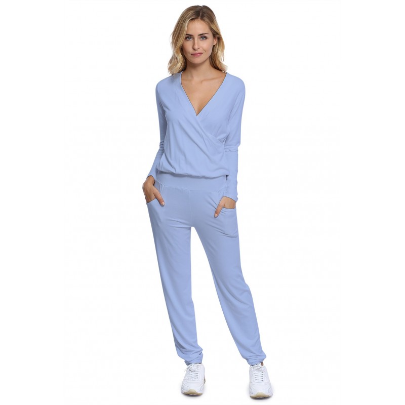 Combinaison pantalon taille élastique en maille modal PLUME Combinaison pantalon taille élastique en maille modal PLUME