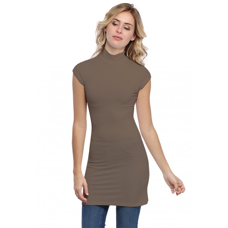 Tunique col montant et petites manches capes en modal PENNY12 Tunique col montant et petites manches capes en modal PENNY12