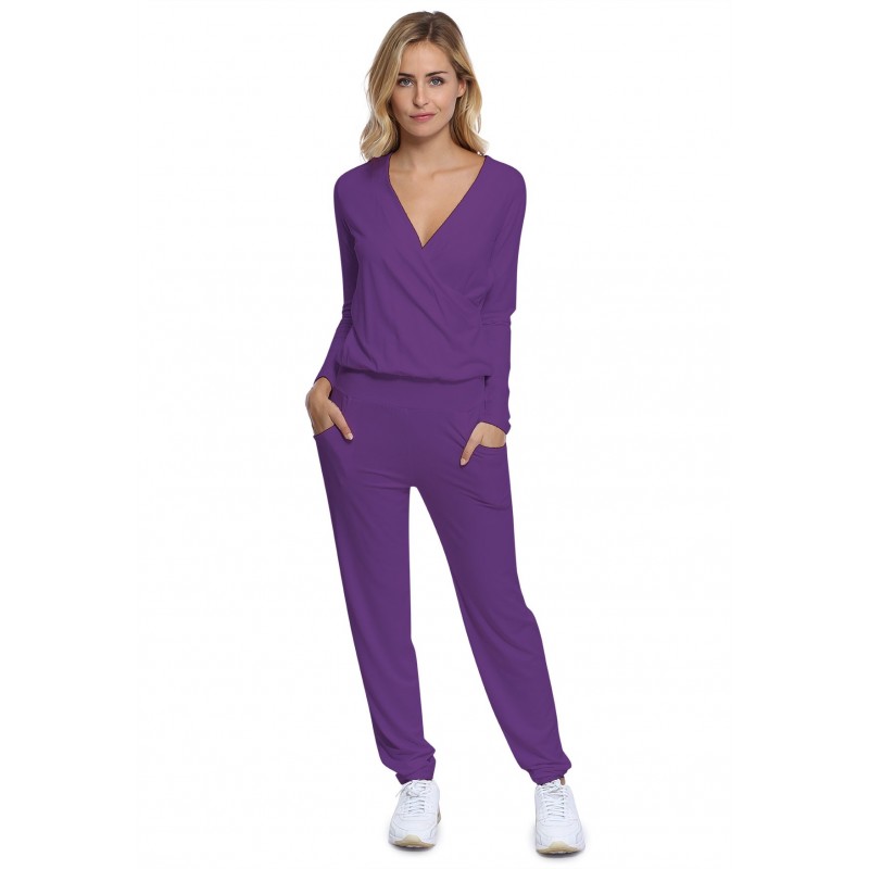 Combinaison pantalon taille élastique en maille modal PLUME Combinaison pantalon taille élastique en maille modal PLUME